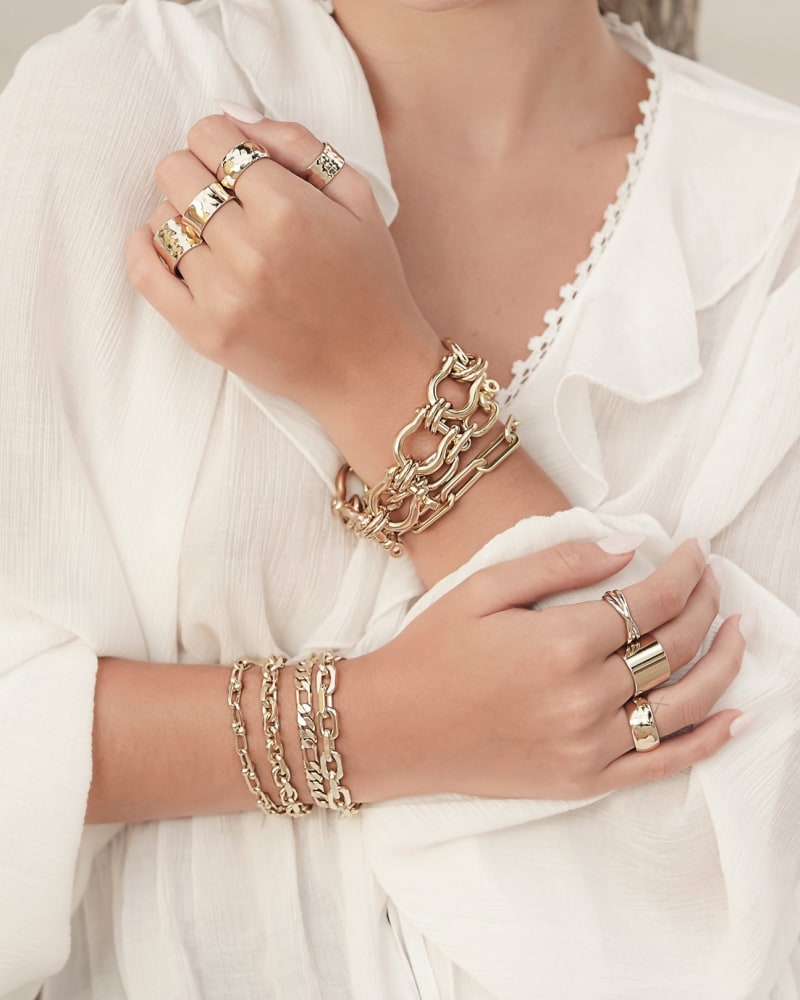 Side of a model wearing a size 8.5" Baby Axel Bracelet 8.5" Silver in Silver by Eklexic. | dia_product_style_image_id:283054